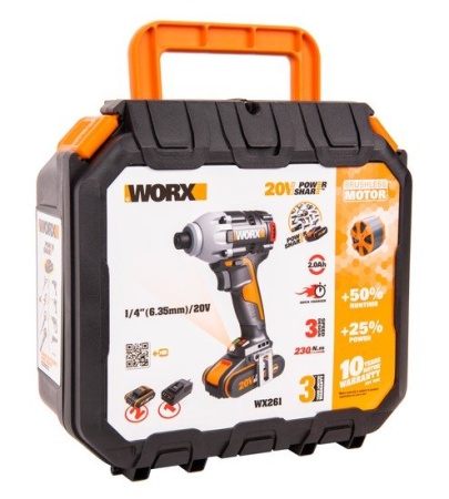 Винтоверт Worx WX261 (с 2-мя АКБ, кейс) купить в Минске с доставкой