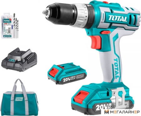Ударная дрель-шуруповерт Total TIDLI2002 (с 2-мя АКБ, сумка, набор оснастки) купить в Минске с доставкой