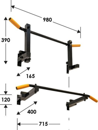 Турник Absolute Champion складной (крепеж к стене) (черный)