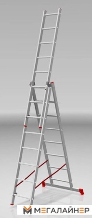 Лестница-стремянка Новая высота NV 223 алюминиевая трёхсекционная 3x8 ступеней купить в Минске с доставкой