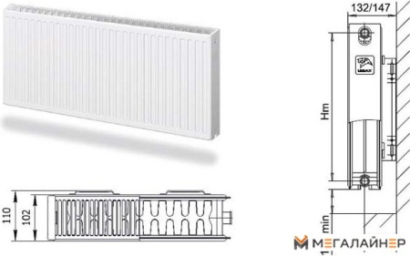 Стальной панельный радиатор Лемакс Compact 22 500x3000