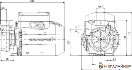 Самовсасывающий насос Grundfos PF 1-30 CVBP купить в Минске с доставкой
