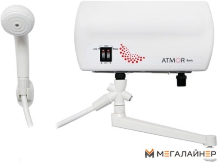 Проточный электрический водонагреватель кран+душ Atmor Basic 5 кВт кран+душ купить в Минске с доставкой