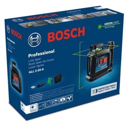 Купить Лазерный нивелир Bosch GLL 2-20 G Professional 0601065000 (сумка, держатель, 4xAA) в Минске с доставкой