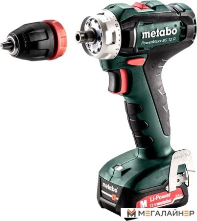 Дрель-шуруповерт Metabo PowerMaxx BS 12 Q 601037500 (с 2-мя АКБ 2 Ah, кейс) купить в Минске с доставкой