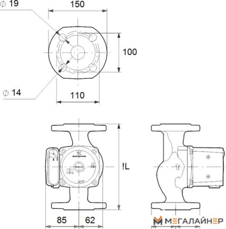 Циркуляционный насос Grundfos UPS 40-50 F 250 купить в Минске с доставкой