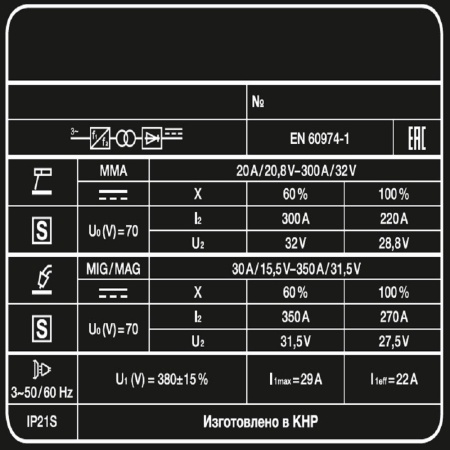 Сварочный полуавтомат Foxweld UNO MIG 350 DOUBLE PULSE