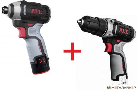 P.I.T. PBM12K-10A+PSD12K-120A/2 (шуруповерт, винтоверт, 2 АКБ) купить в Минске с доставкой