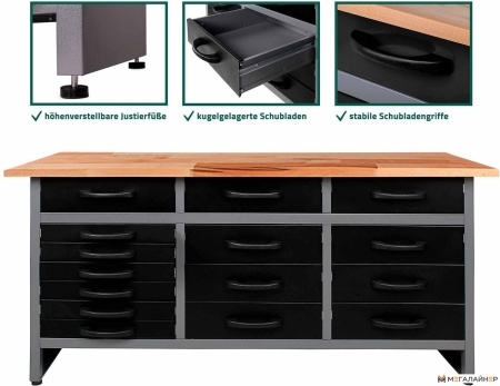 Стол-верстак Baumeister Конни BTC-008A (антрацит) купить в Минске с доставкой