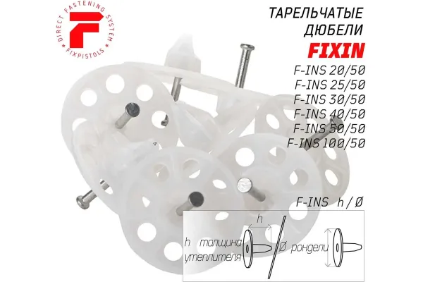 Тарельчатый дюбель FixPistols F-INS20/50 3-2-6-3884 200 шт. купить в Минске с доставкой