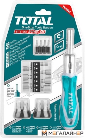 Набор отвертка с битами и головками Total TACSD30246 (24 предмета) купить в Минске с доставкой