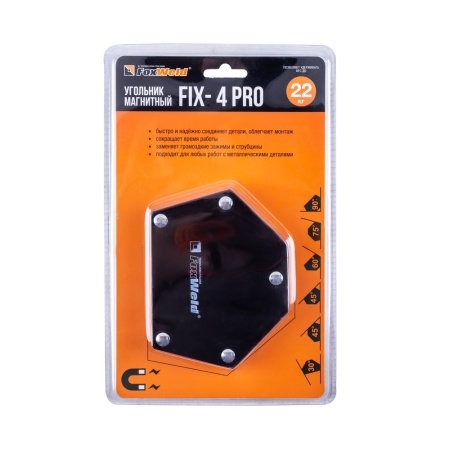 Угольник магнитный FoxWeld FIX-4Pro 30/45/60/75/90/135град, до 22кг