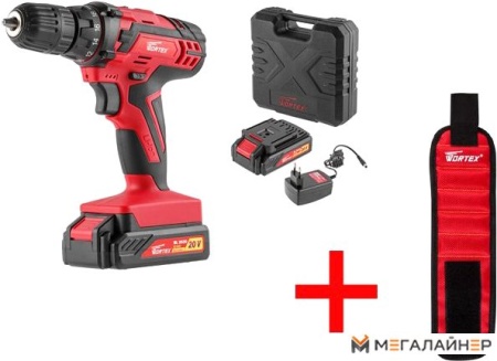Дрель-шуруповерт Wortex BD 2020-1 DLi BD20201DLi1707A7 (с 2-мя АКБ, кейс, напульсник) купить в Минске с доставкой