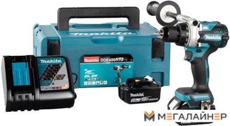 Дрель-шуруповерт Makita DDF486RTJ (с 2-мя АКБ, кейс) купить в Минске с доставкой