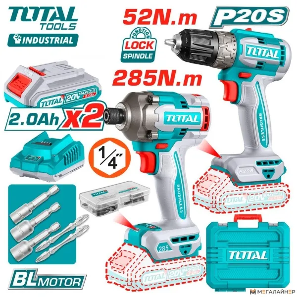 Total TCKLI20272 (шуруповерт, винтоверт, 2 АКБ, кейс) купить в Минске с доставкой