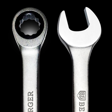 Набор ключей комбинированных трещоточных 7 предметов  в матерчатом чехле, 8-19 мм BERGER BG1110 купить в Минске с доставкой