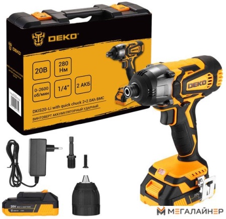 Винтоверт Deko DKIS20-Li Set 063-4392 (с 2-мя АКБ, кейс) купить в Минске с доставкой