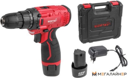 Дрель-шуруповерт Wortex LX BD 1215 Li 0329353 (с 2-мя АКБ, кейс) купить в Минске с доставкой