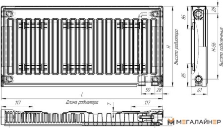 Стальной панельный радиатор Лидея ЛК 11-513 тип 11 500x1300