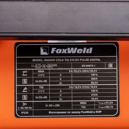 Аппарат аргонодуговой сварки Foxweld SAGGIO COLD TIG 210 DC PULSE DIGITAL