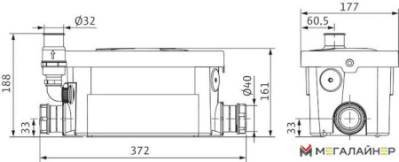 Канализационная установка Wilo HiDrainlift 3-24 купить в Минске с доставкой