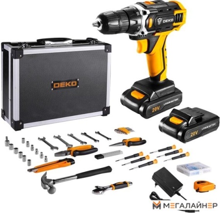 Дрель-шуруповерт Deko DKCD20FU-Li Prem SET 131 063-4137 (с 2-мя АКБ, кейс, оснастка) купить в Минске с доставкой