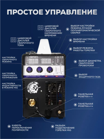 Сварочный полуавтомат Аврора Динамика 205 Синергетик Пульс