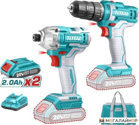 Total TCKLI2016 (шуруповерт, винтоверт, с 2-мя АКБ, сумка) купить в Минске с доставкой
