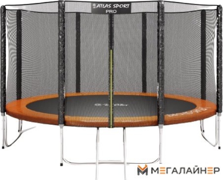 Батут Atlas Sport 374 см - 12ft Pro (усиленные опоры, оранжевый)
