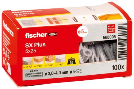 Дюбель универсальный Fischer SX Plus 5X25 568005 (100 шт) купить в Минске с доставкой