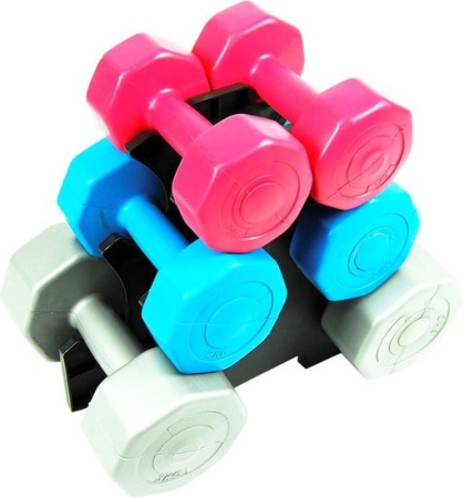 Гантельный ряд Atlas Sport Fitnes Composit 12 кг с подставкой (2x1кг+2x2кг+2x3кг)