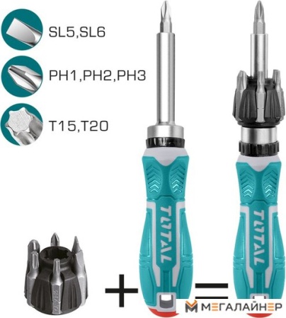 Набор отвертка с битами Total TACSD30086 (8 предметов) купить в Минске с доставкой