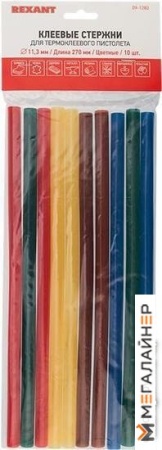 Клеевые стержни Rexant 09-1280 (10 шт, разноцветный) купить в Минске с доставкой