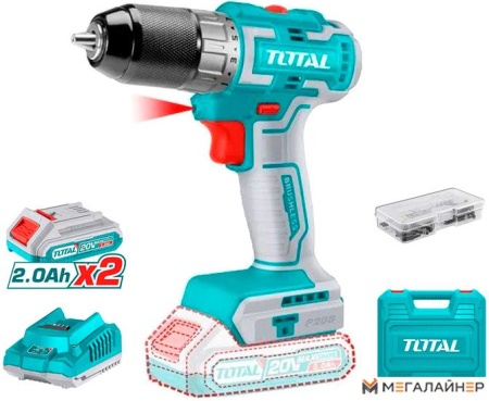Дрель-шуруповерт Total TDLI20508 (с 2-мя АКБ, кейс, набор оснастки) купить в Минске с доставкой