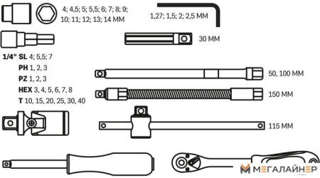 Универсальный набор инструментов Волат 19050-46 (46 предметов) купить в Минске с доставкой
