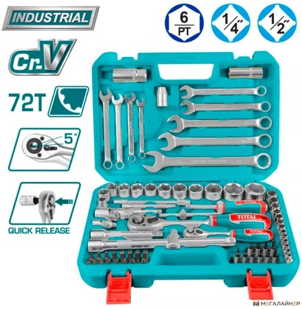 Универсальный набор инструментов Total THT421802 (82 предмета) купить в Минске с доставкой