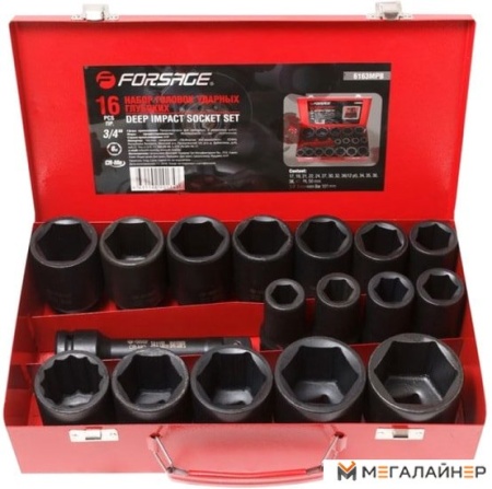 Набор торцевых головок FORSAGE F-6163MPB (17 предметов) купить в Минске с доставкой