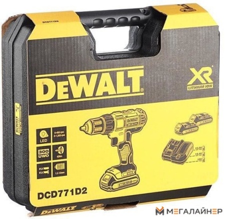 Дрель-шуруповерт DeWalt DCD771D2 (с 2-мя АКБ 2 Ah) купить в Минске с доставкой
