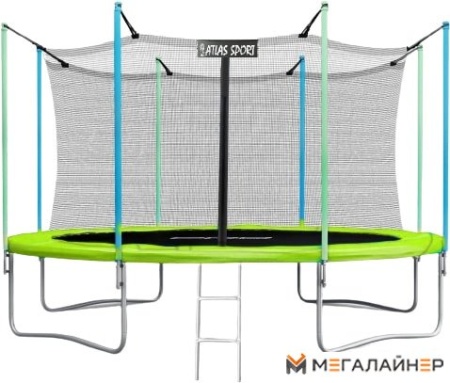Батут Atlas Sport 374 см - 12ft (с лестницей, зеленый)
