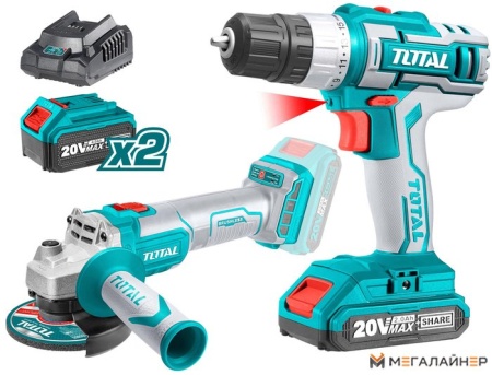 Total TCKLI20155 (шуруповерт, болгарка, 2 АКБ) купить в Минске с доставкой