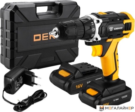 Дрель-шуруповерт Deko DKCD16FU-Li 063-4099 (с 2-мя АКБ, кейс, набор оснастки) купить в Минске с доставкой