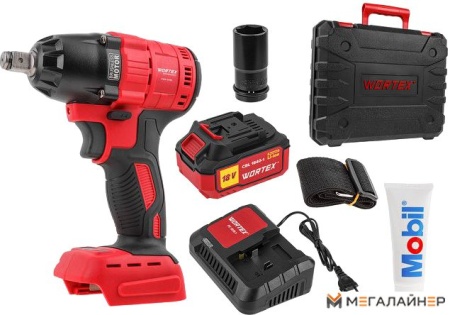 Гайковерт Wortex CWR 0318 0329229 (с 1-м АКБ, кейс, оснастка) купить в Минске с доставкой