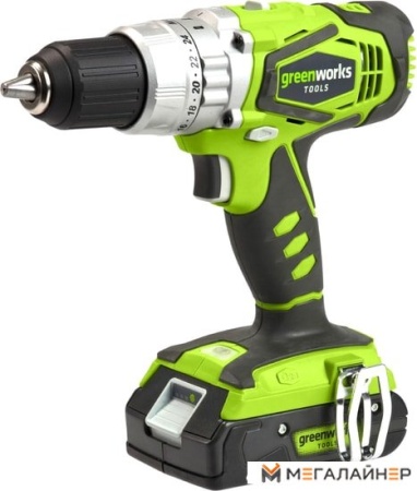 Дрель-шуруповерт Greenworks G24CDB2 3802307 (с 1-ми АКБ, кейс) купить в Минске с доставкой