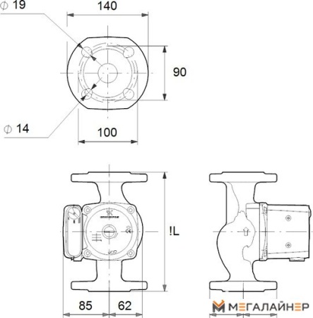 Циркуляционный насос Grundfos UPS 32-80 F 220 купить в Минске с доставкой